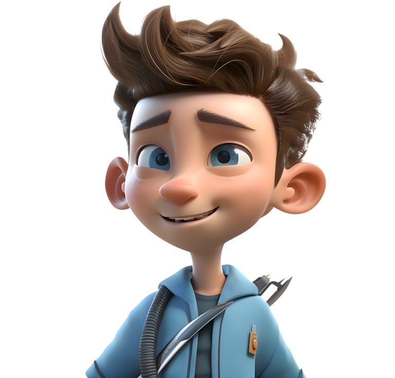 Confident 3d Boy in Action Pose PNG Transparent Background